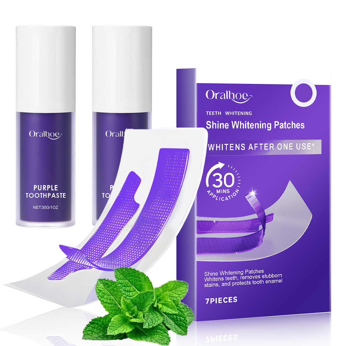 Teeth Whitening Mousse - Fioletowy Zestaw do Wybielania Zębów –